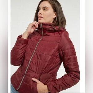 Women's Burgundy Puffer Jacket